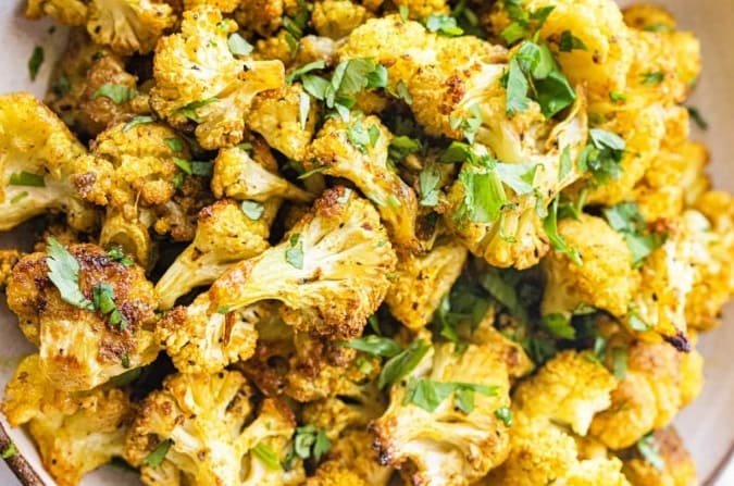 des fleurettes de chou fleur rôties au curry en air fryer